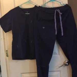 S dark purple scrub set